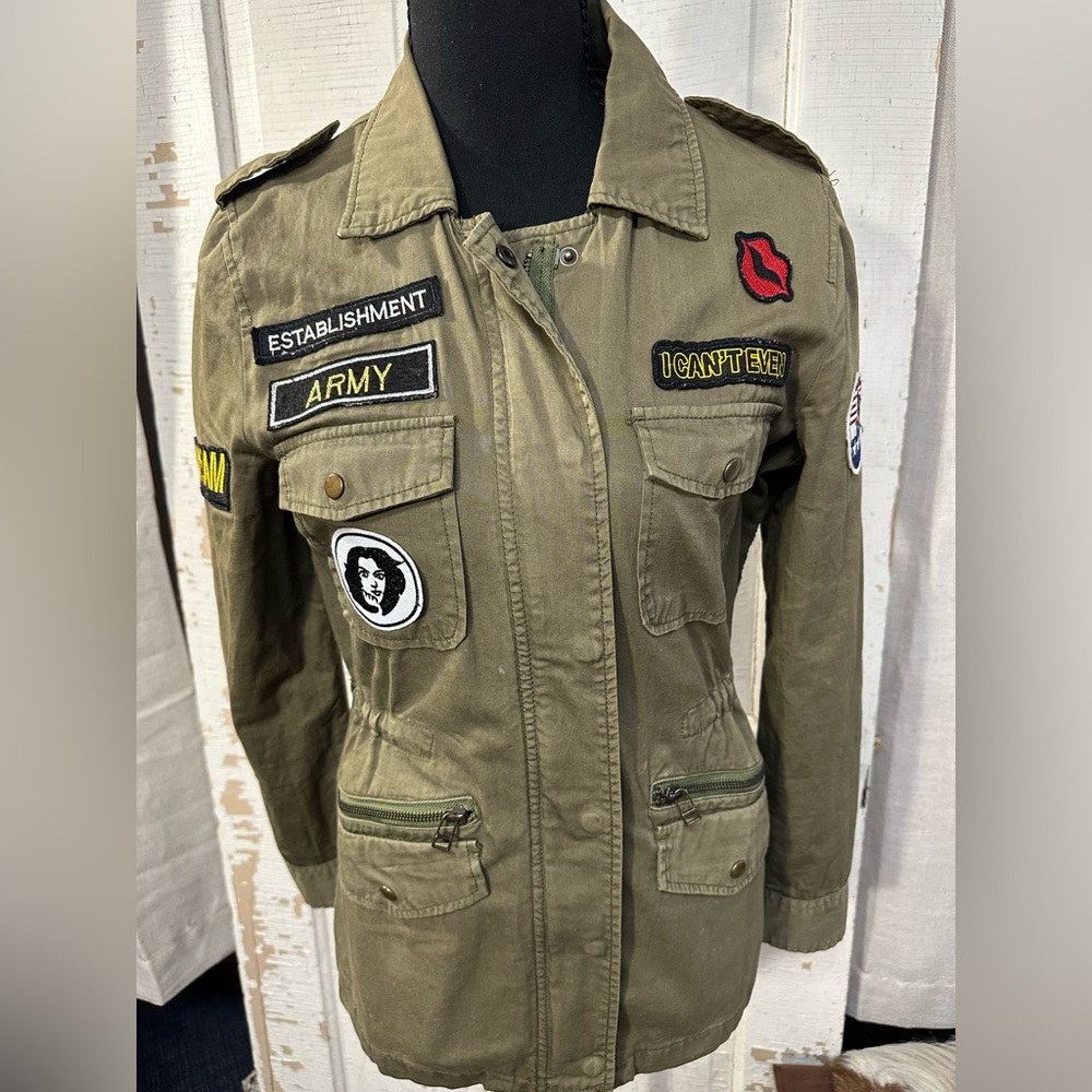 Velvet by Graham and Spencer Olive Utility Jacket with Patches